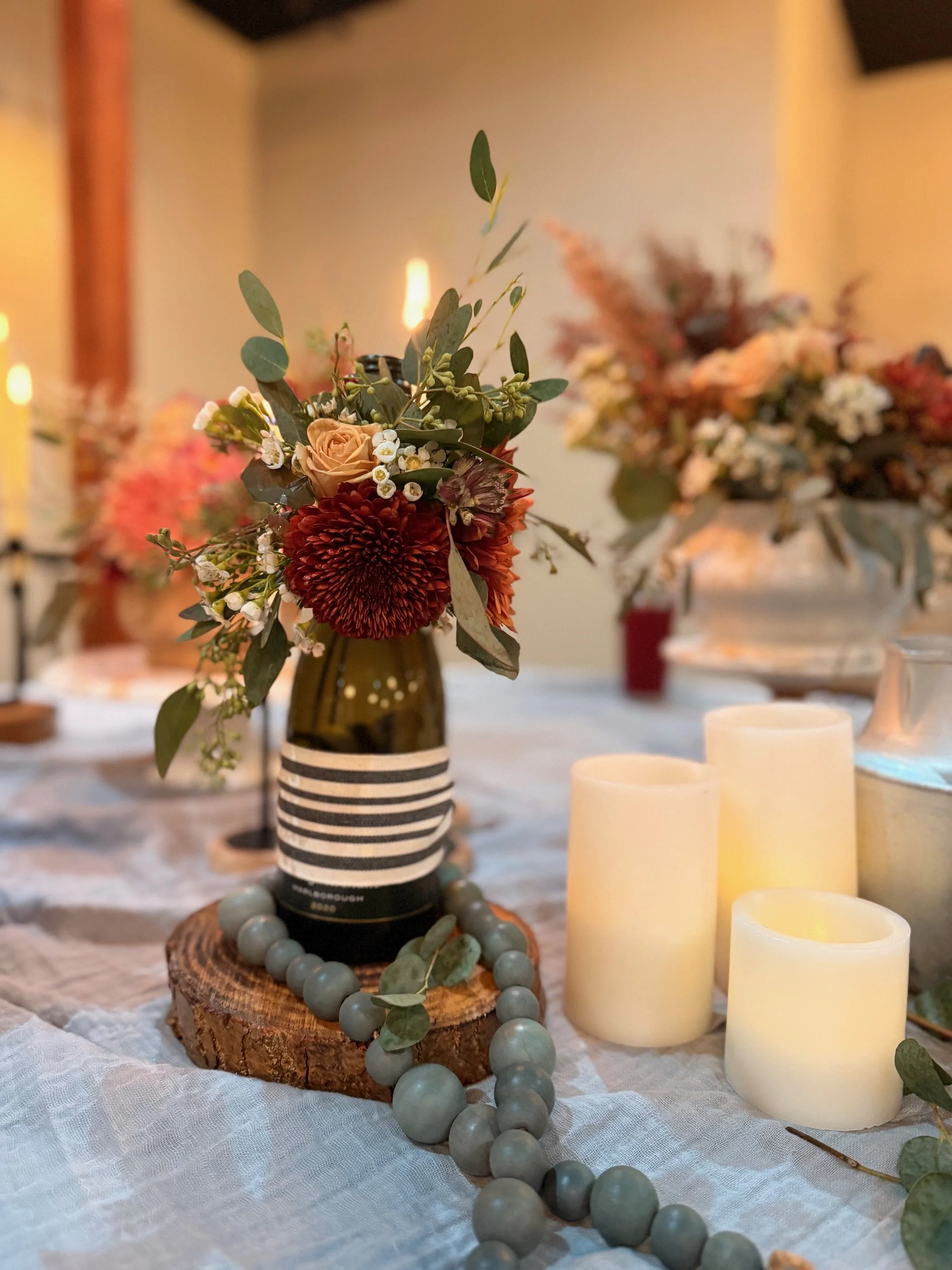 Wine bottle coursage