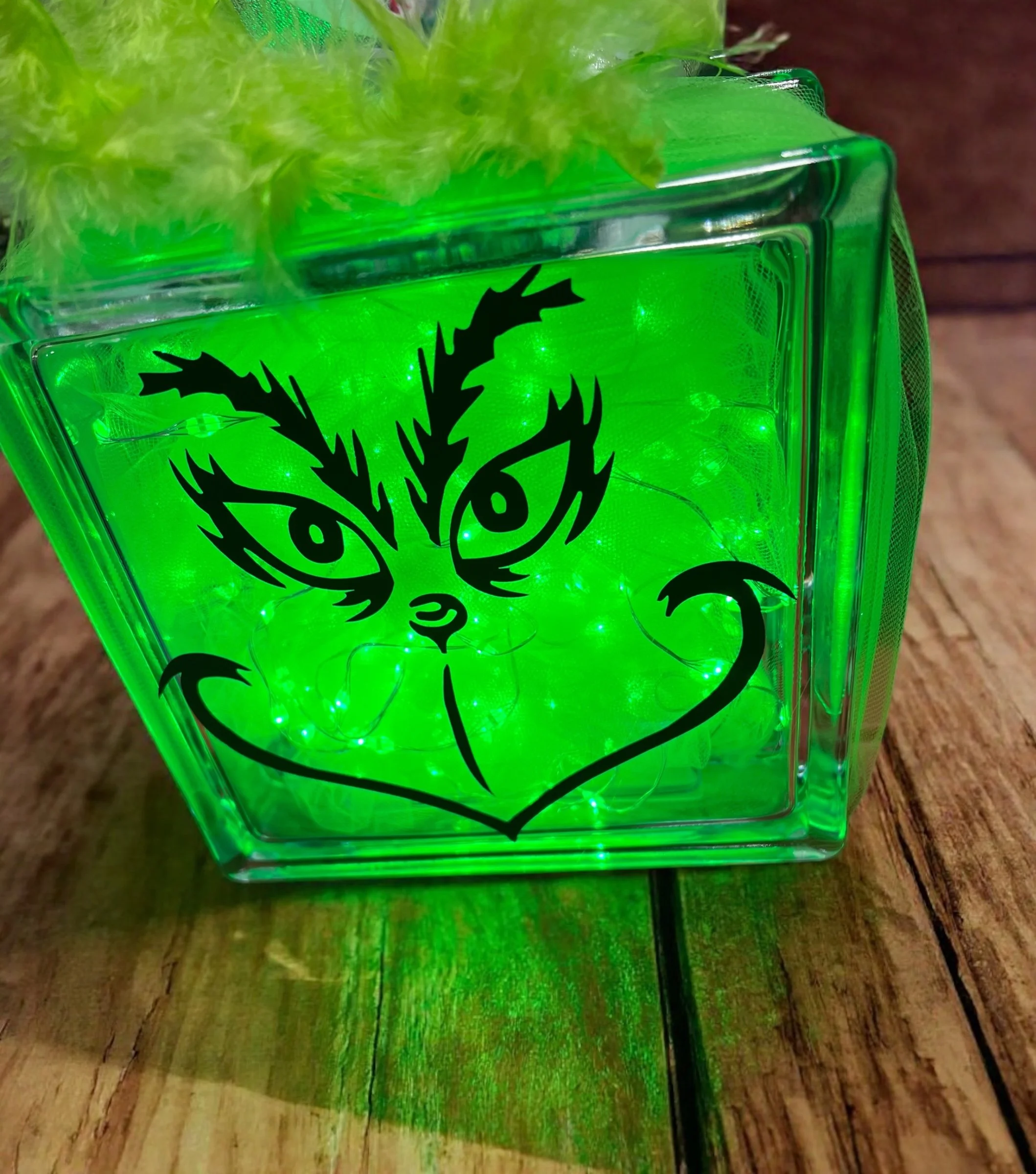 Grinch Glass Block