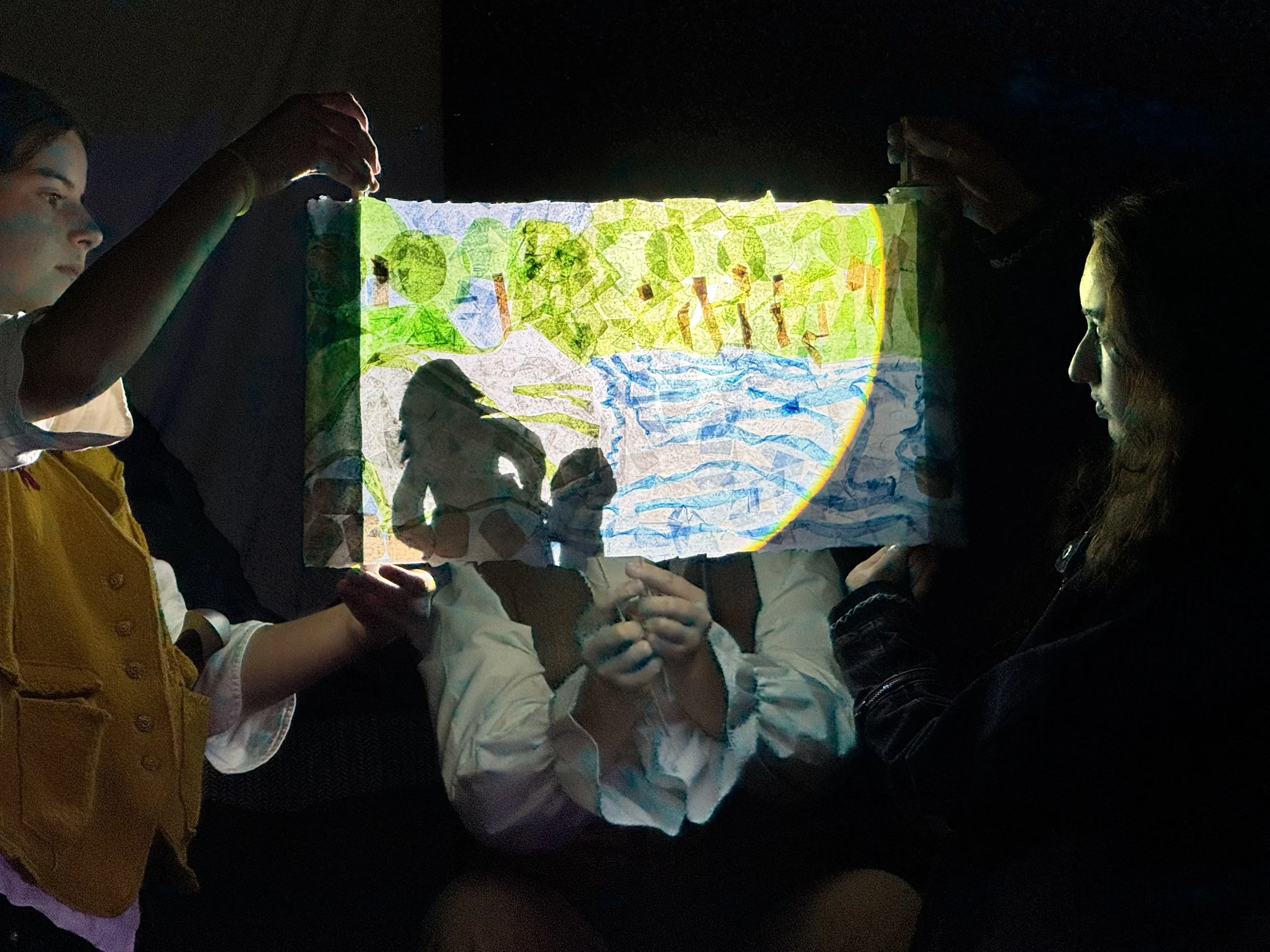 Hand-made stain glass look for our  shadow scroll for the Barrel Ride  