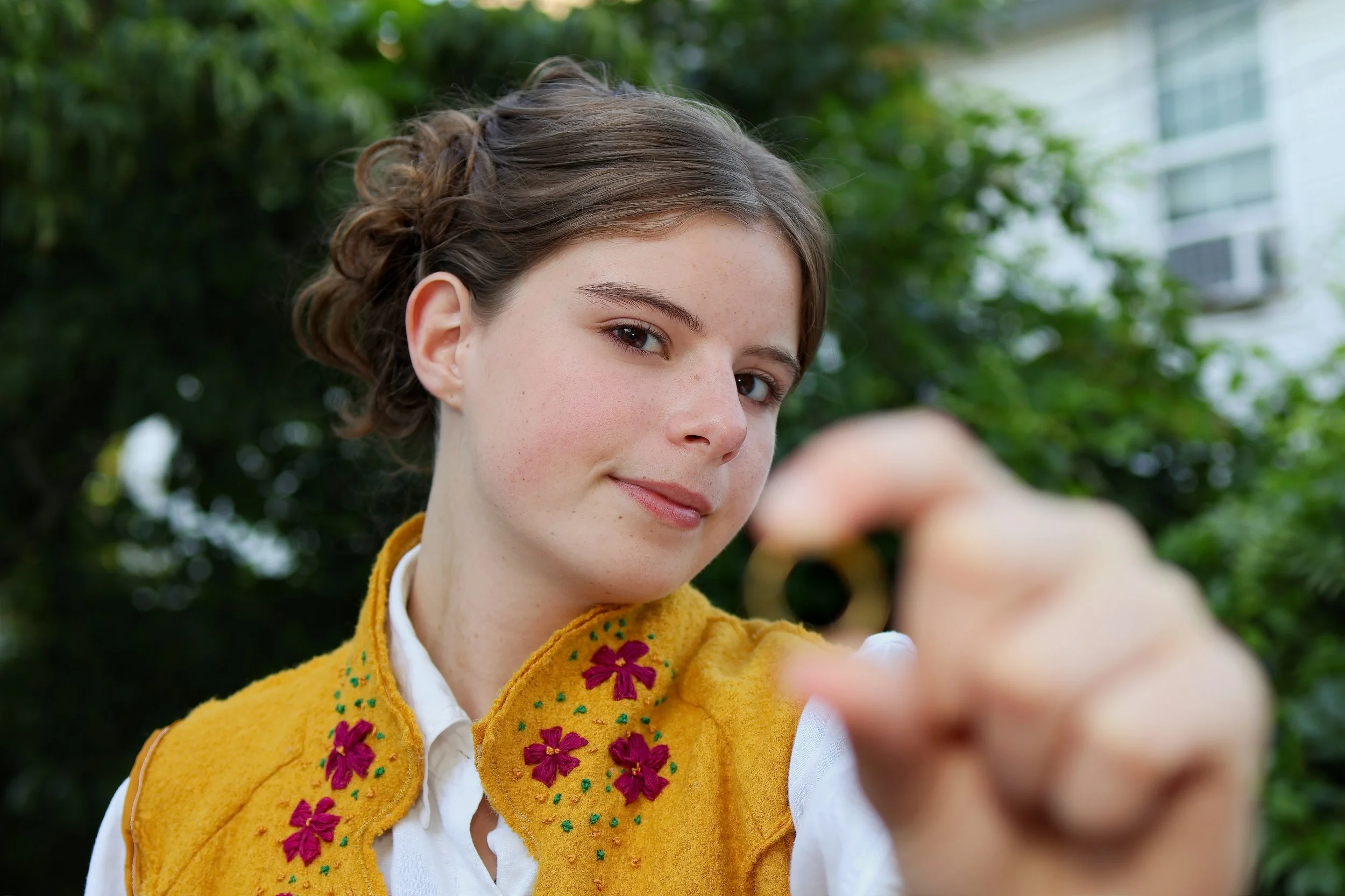 Bilbo and the Ring to Rule them all. Hand embroidery added to costumes by Heather