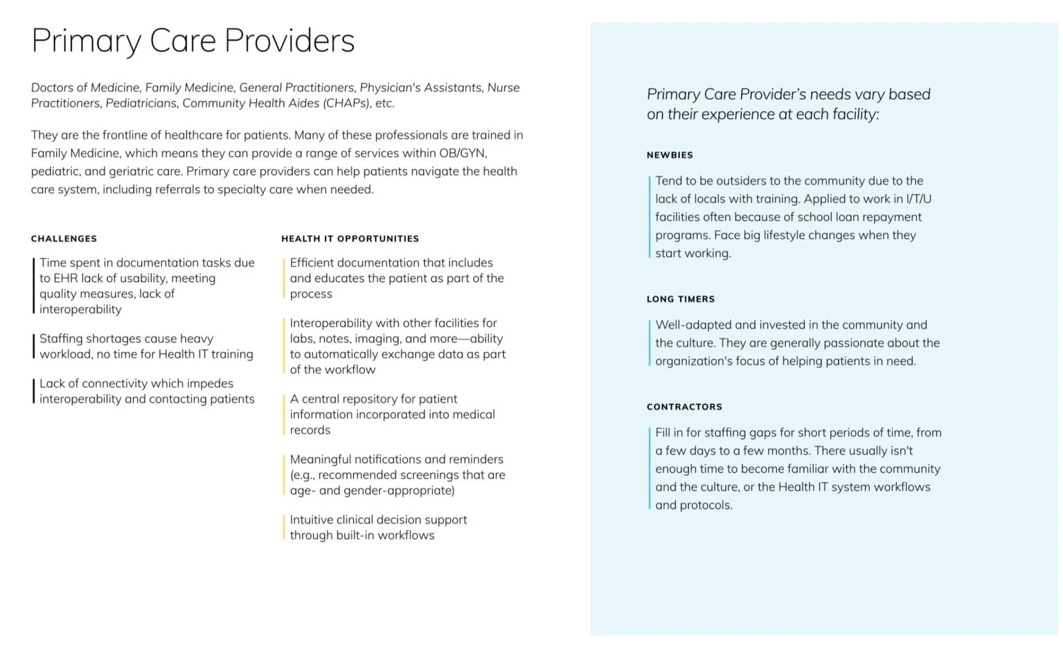 Primary Care Provider archetype
