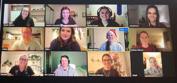 Twelve lab members on a virtual call