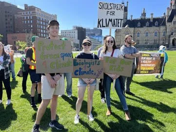 Lab members advocating for climate action at the Global Climate Strike