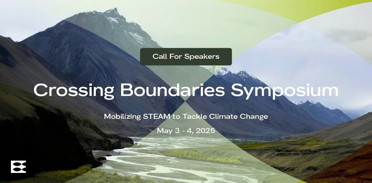 Image announcing the Crossing Boundaries Collective Call for Speakers, event taking place May 3-4 2025.