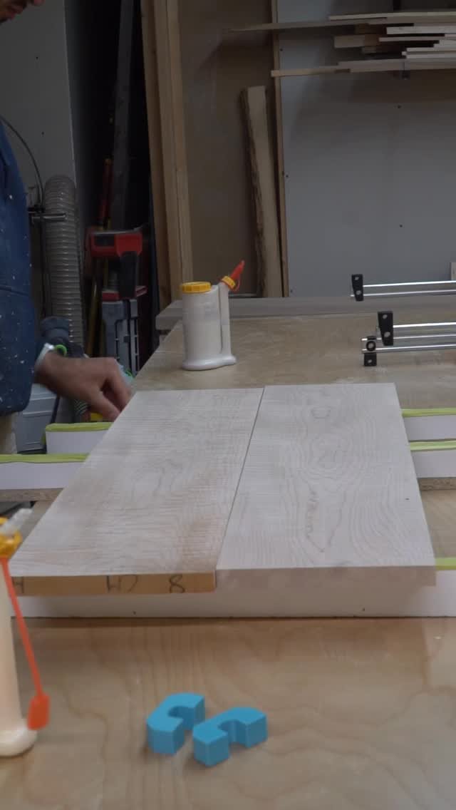 Gluing up some curly maple #woodworking