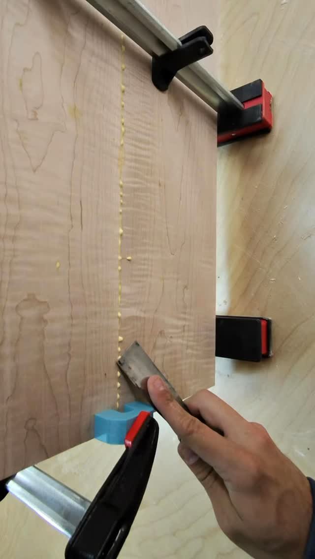 I always like to scrape the glue off just when it starts to tack up #woodworking