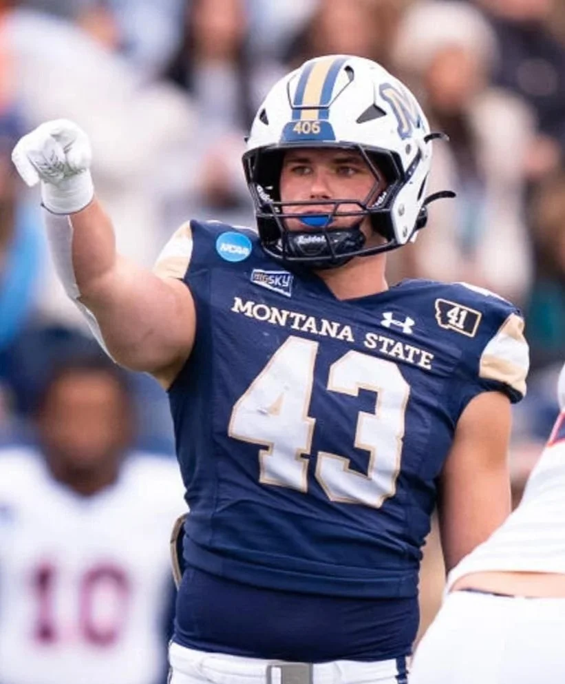 McCade O'Reilly, co-founder of BozemanBnB, playing football for Montana State in Bozeman