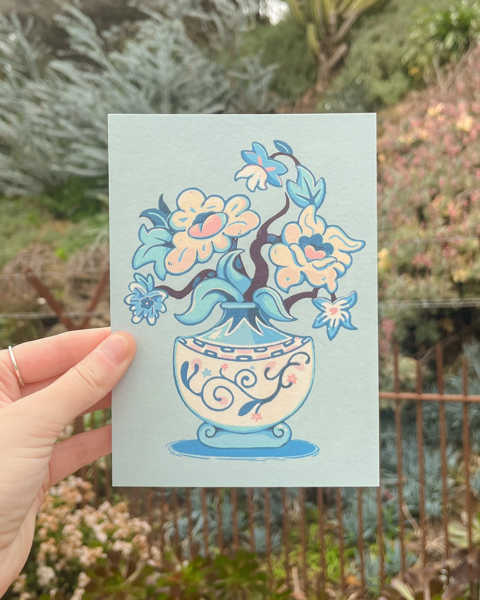 Blue vase postcard