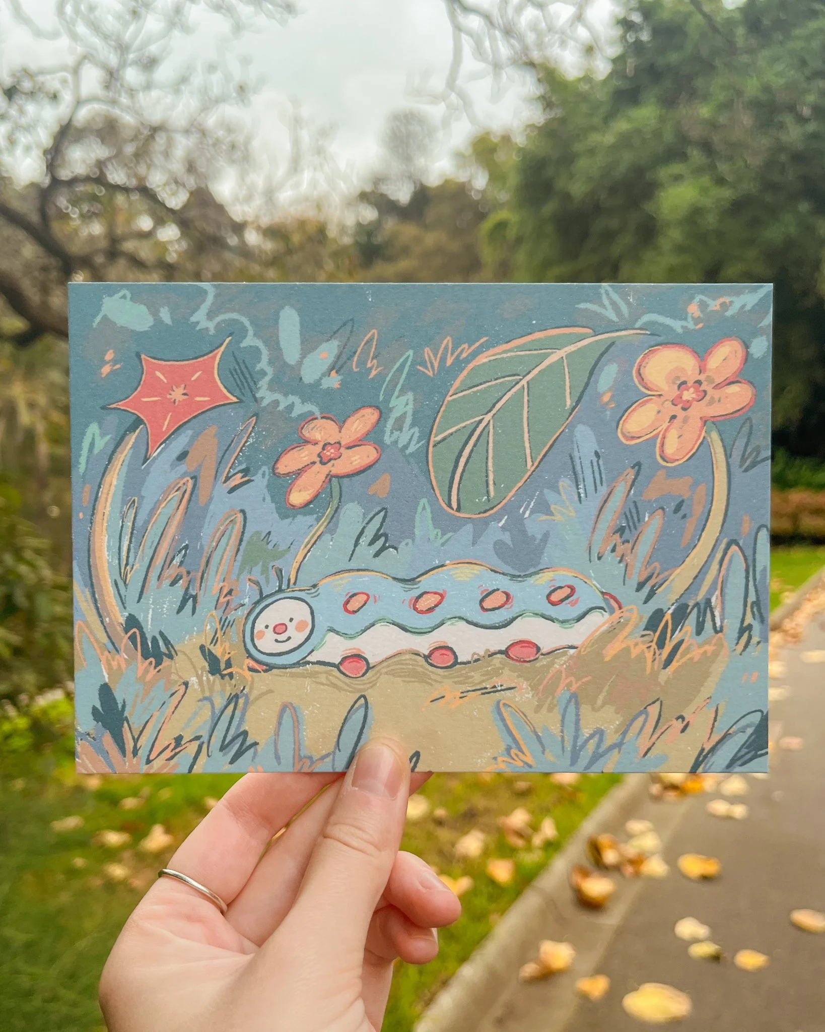 Caterpillar postcard