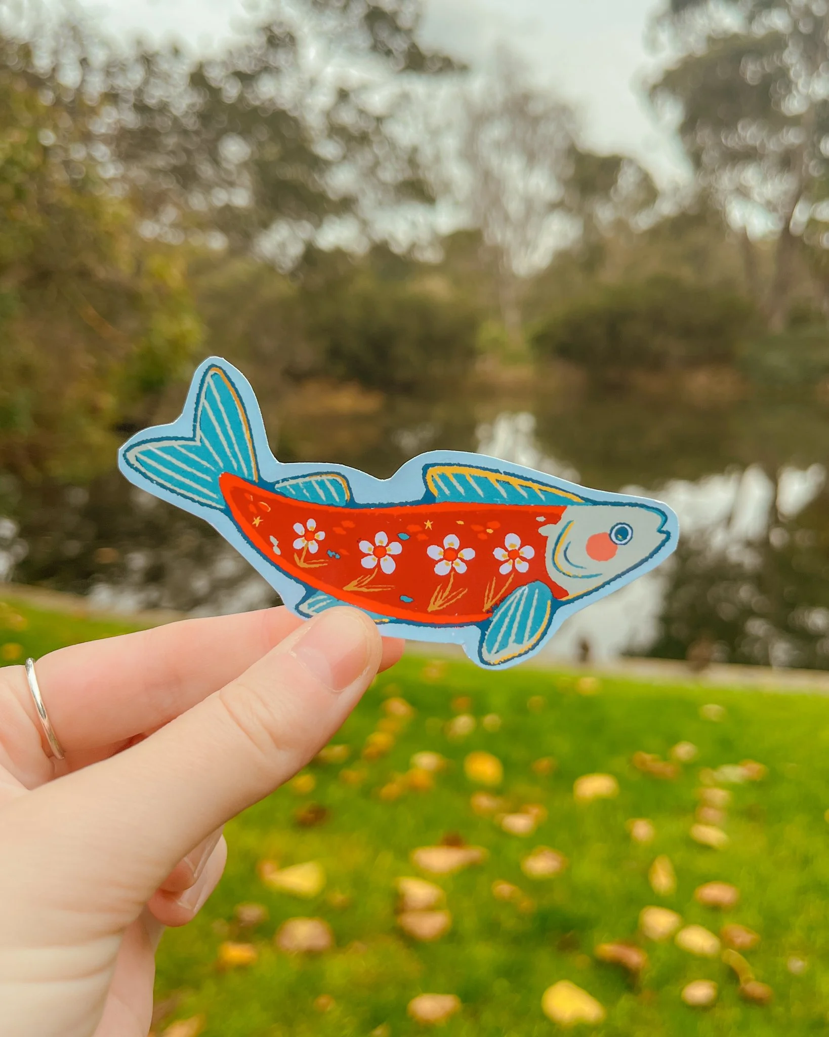 Flower fish sticker