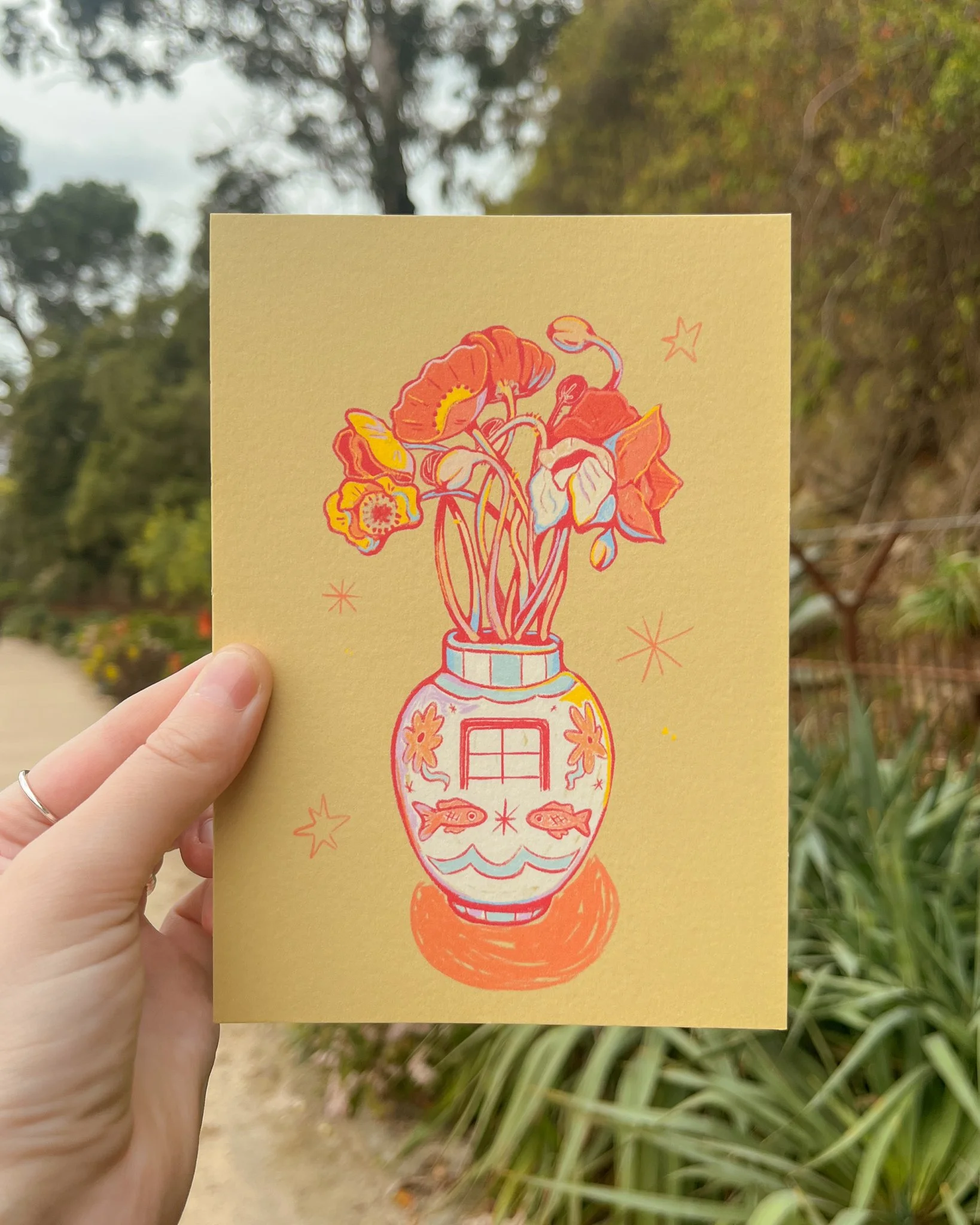Red vase postcard
