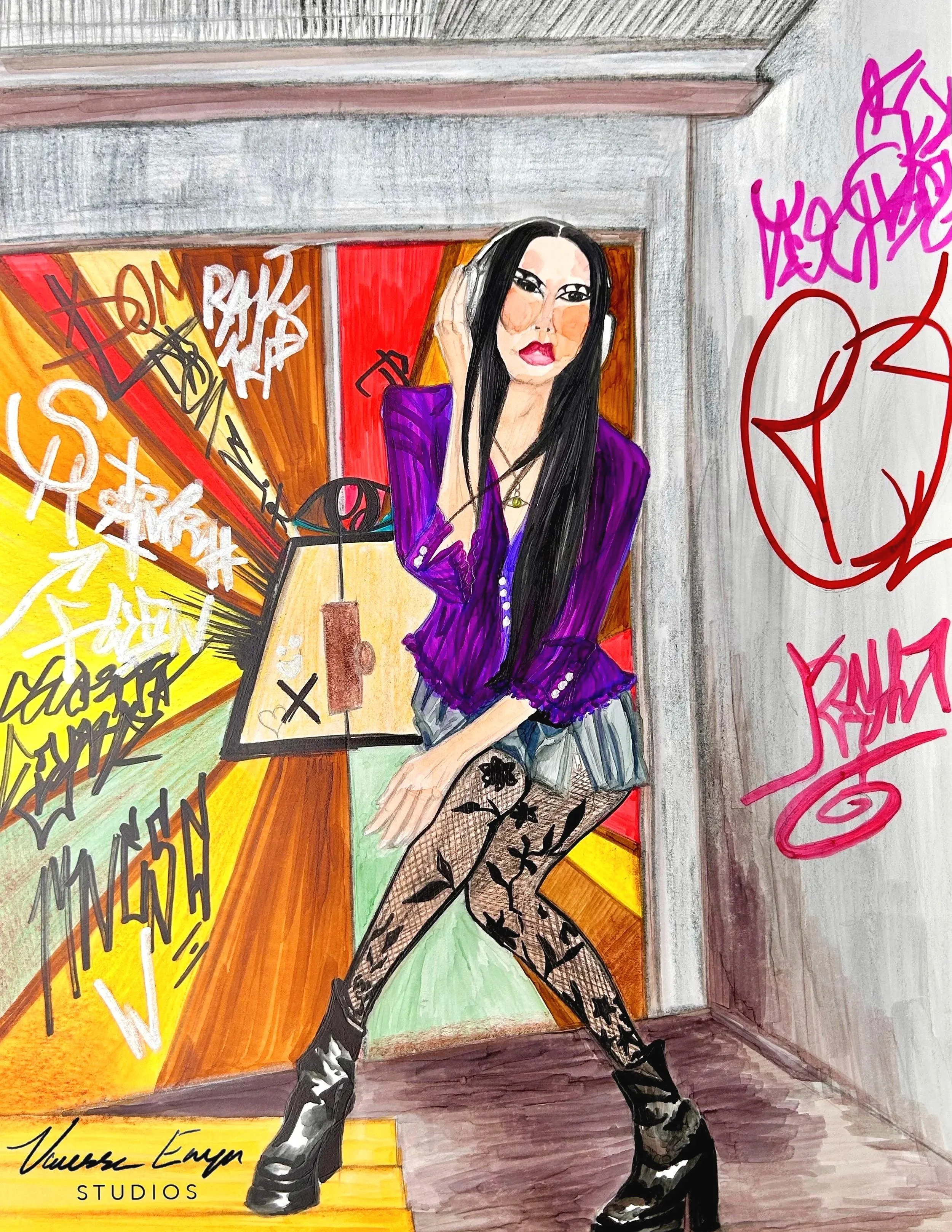 "Sophia" portrait illustration on paper