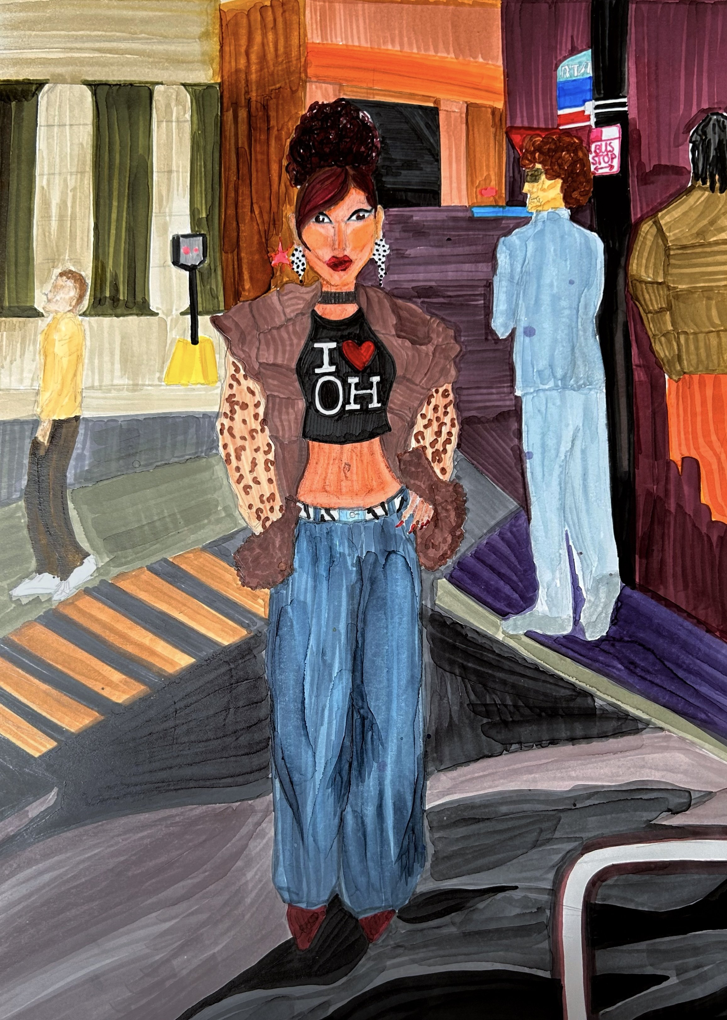 "I LOVE OHIO" illustration on paper