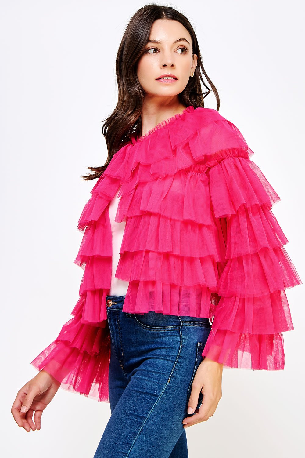 Whimsical Ruffle Tulle Cardigan side.jpeg