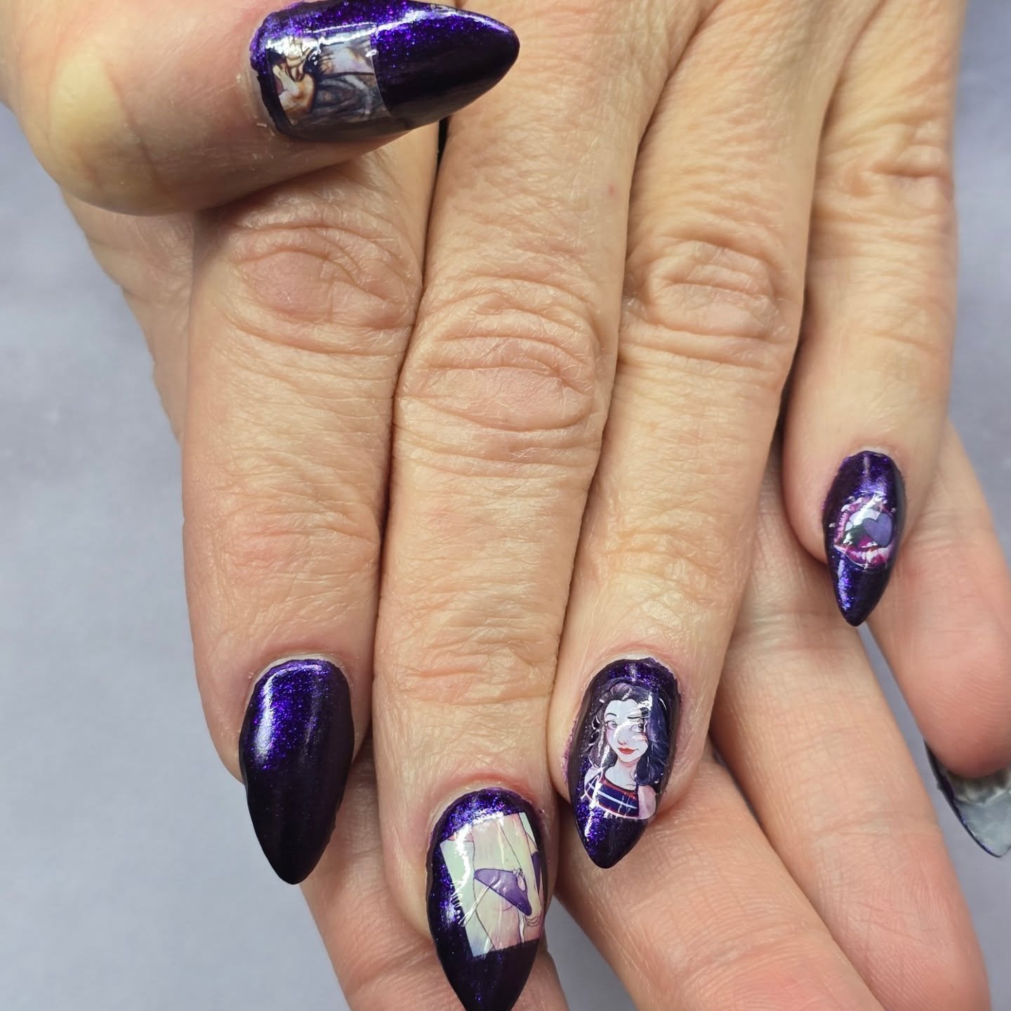 These sexy nails are beautifully crafted from Acrylic. My client received a acrylic fill for $40 with her own stickers. Just gorgeous
