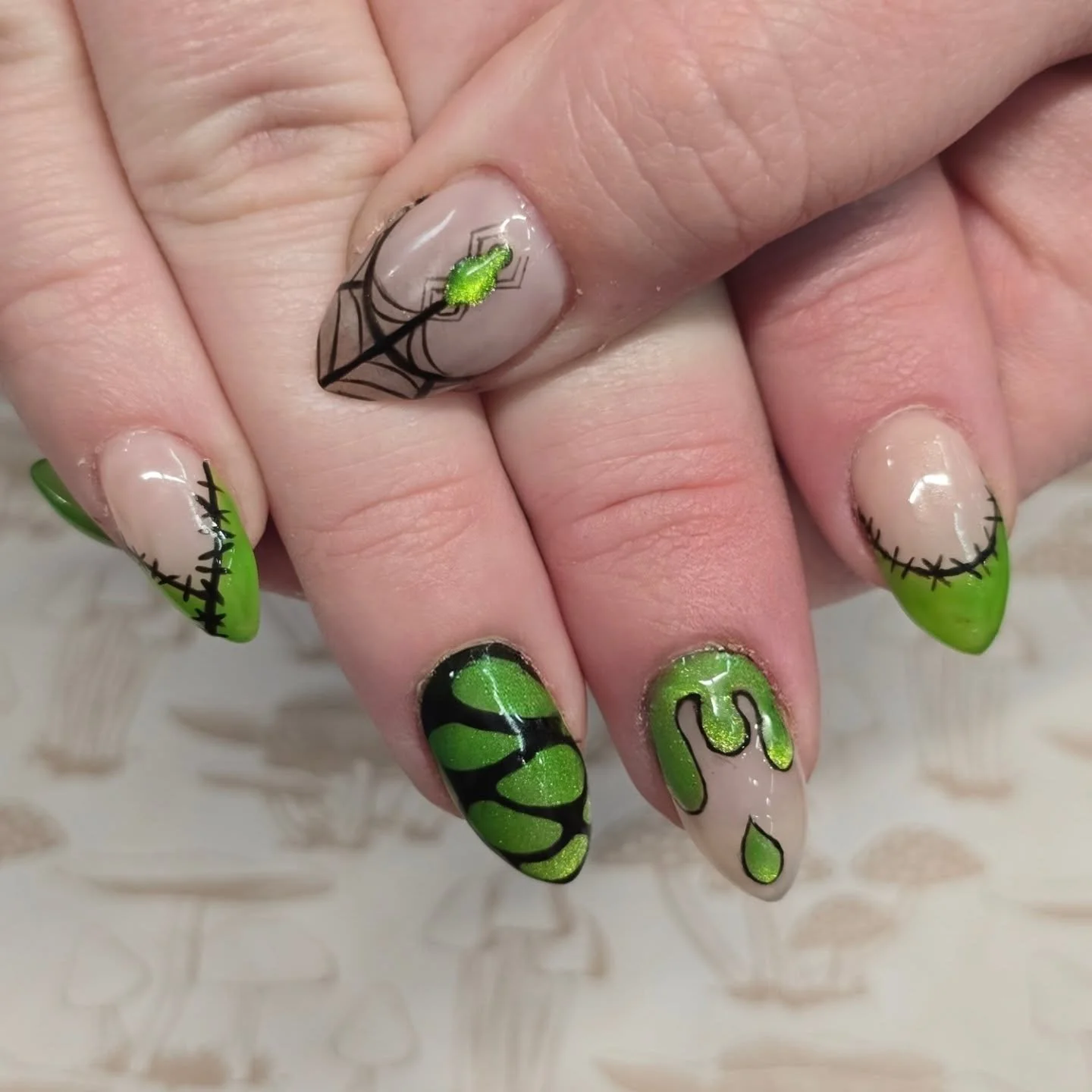 Goo, spiders and stitches 
Space is filling up, schedule at sasconails.com 

#nail #nails #nailsnailsnails #nailart #naildesign #nailaddict #naildesigns #naillove #nailjunkie #art #artist #nailtech #nailtechnician #nailtechlife #lovenails #practicema