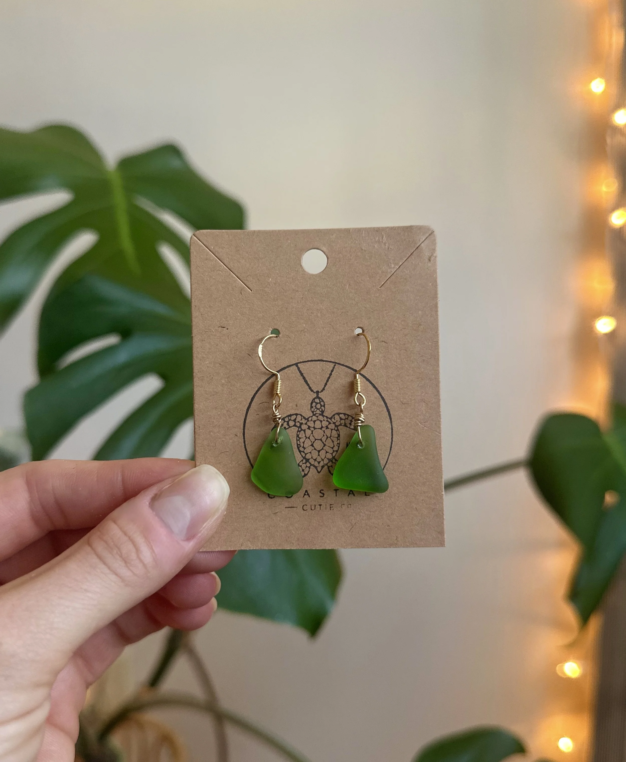 Green SeaGlass Earrings