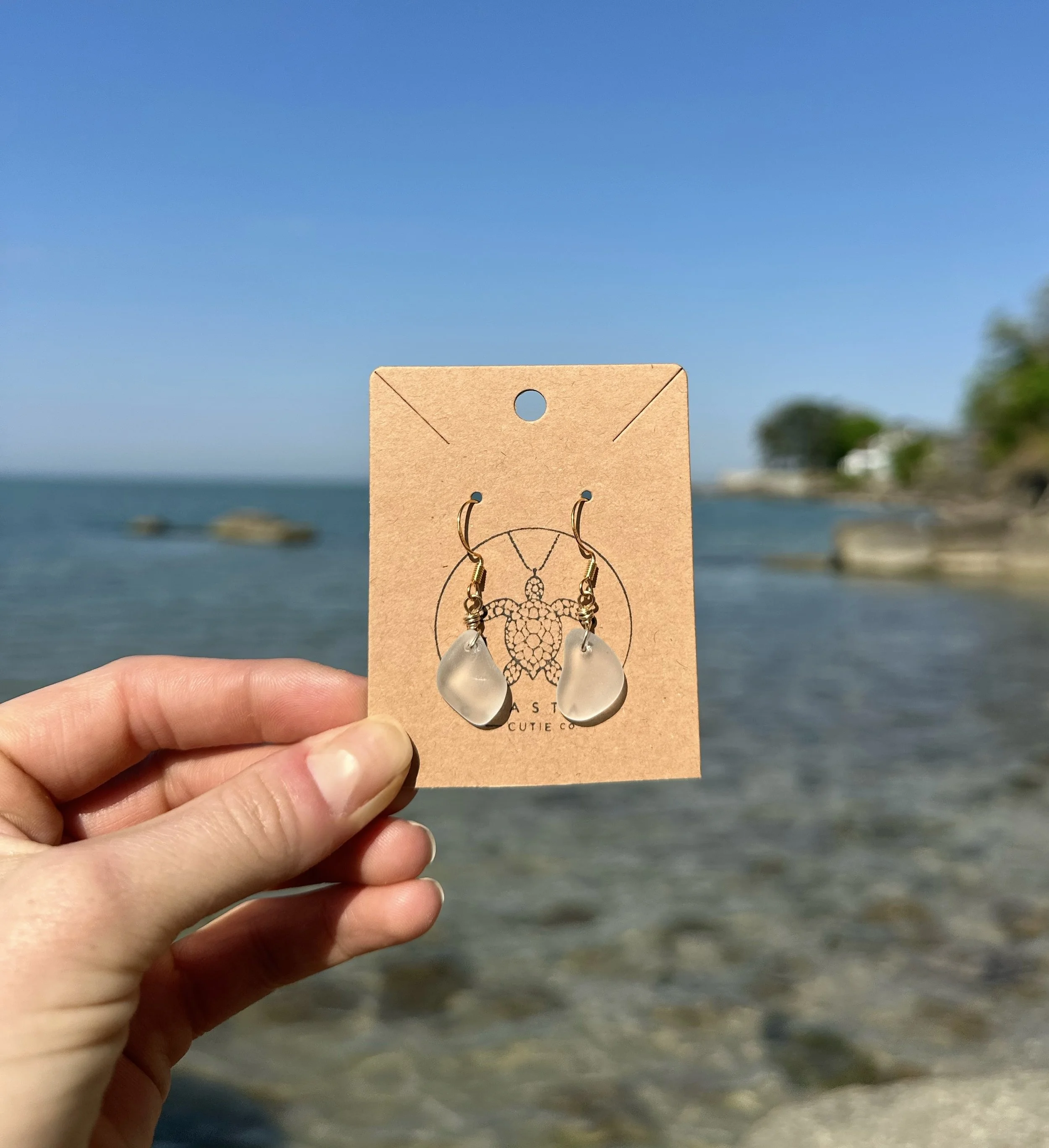 White Sea Glass Earrings