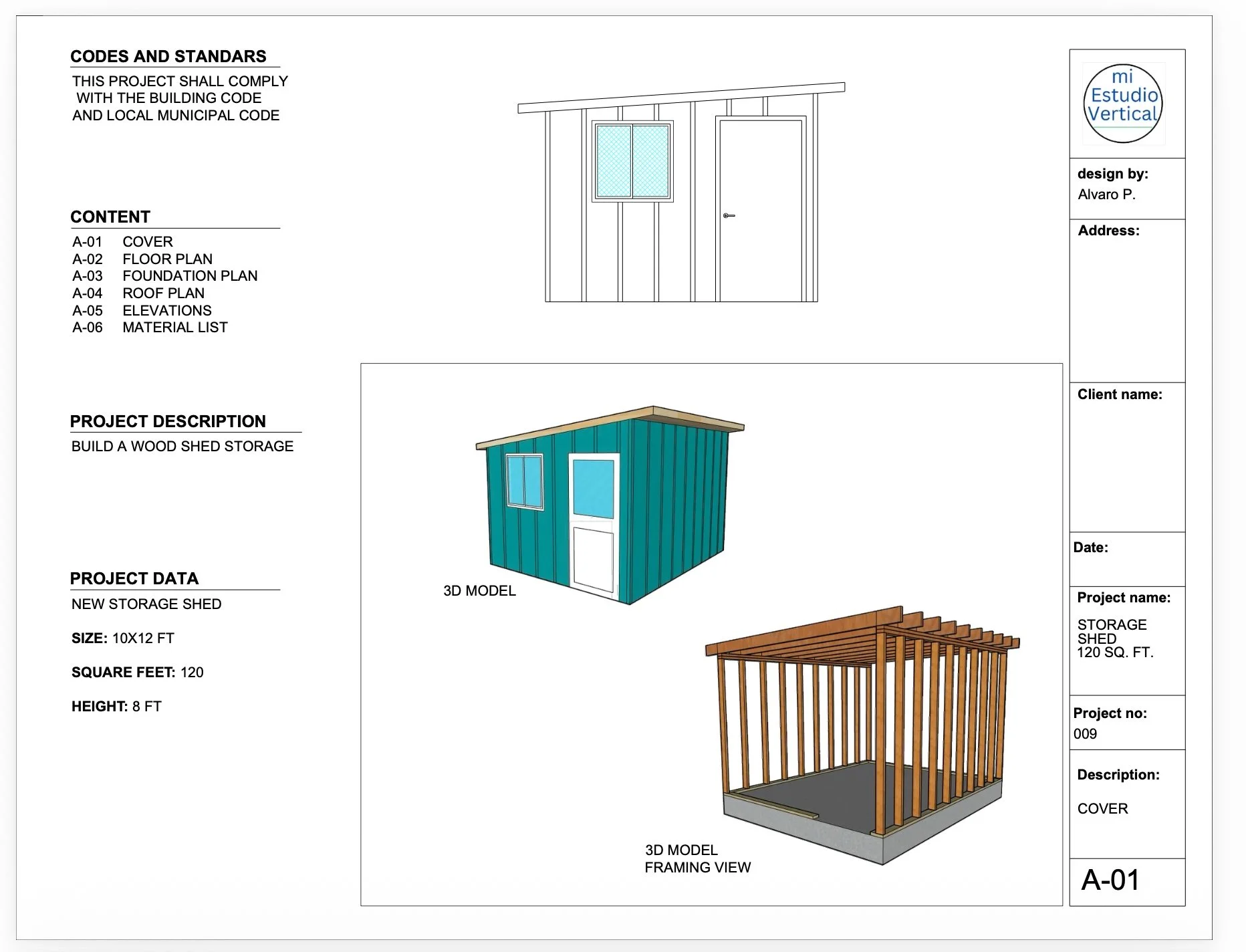 casita/storage Moderno 10x12 pies