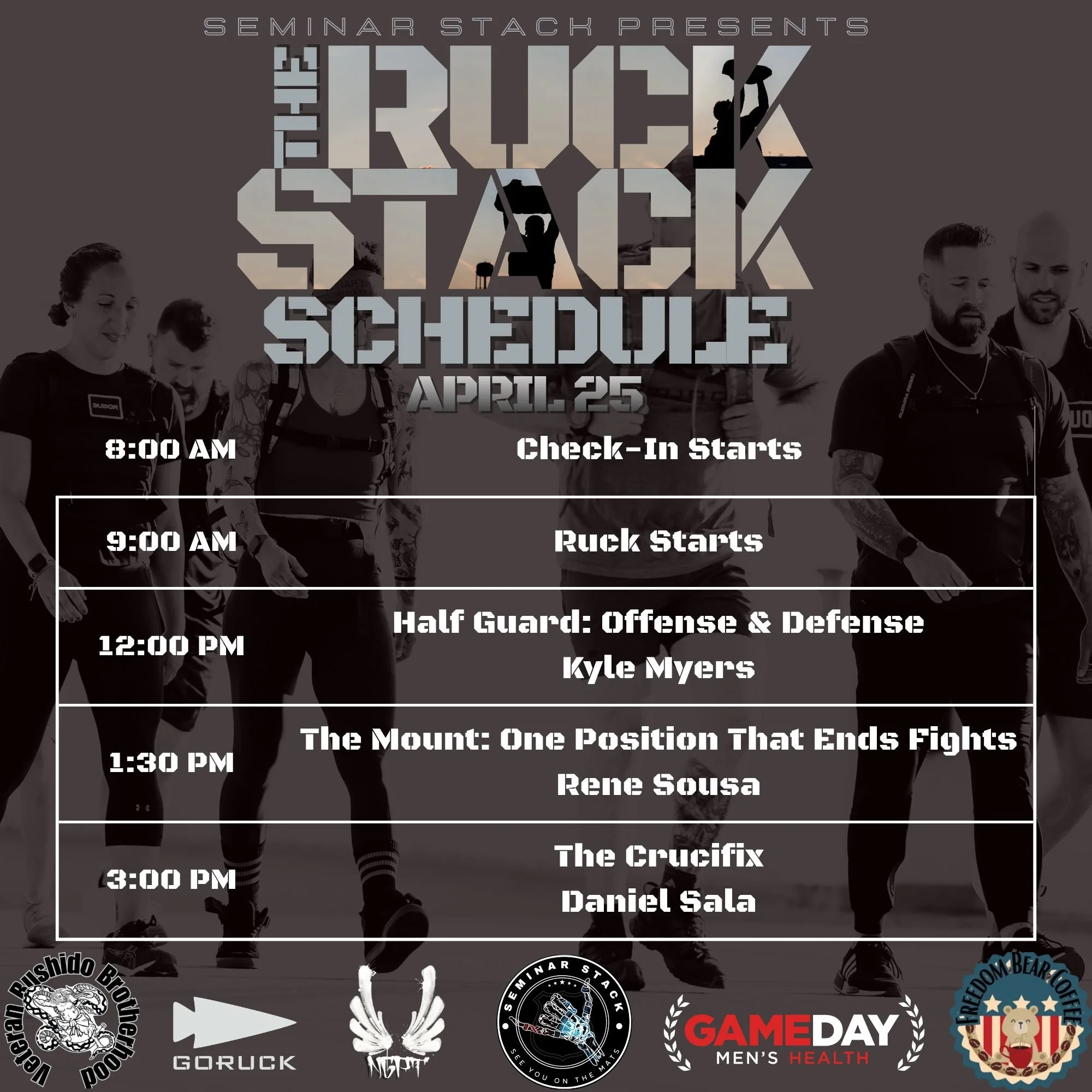 RuckStack Schedule is LIVE!

Check it out - one registration grants you access to the Ruck, The Seminars, Vendor Village, and a giveaway ticket. 

There is still time to register - click the link in our bio OR visit www.seminarstack.com

SEE YOU ON T