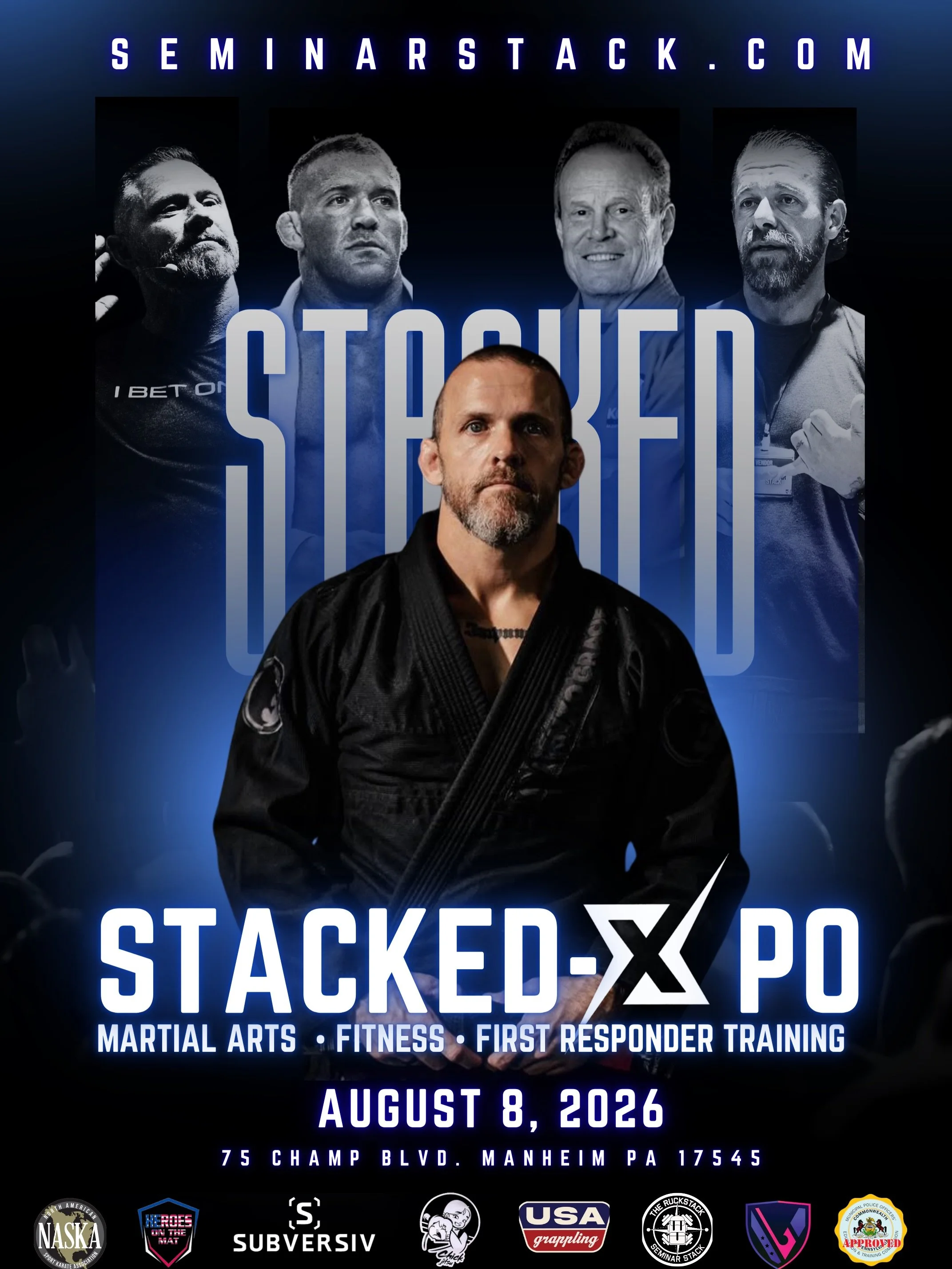 One day. A ridiculous amount going on.

STACKED-XPO brings together martial arts, fitness, first responder training, competition, and fundraising for impactful nonprofits  under one roof.

-The RuckStack
-7 Tournaments
-Martial Arts Seminars
-First R