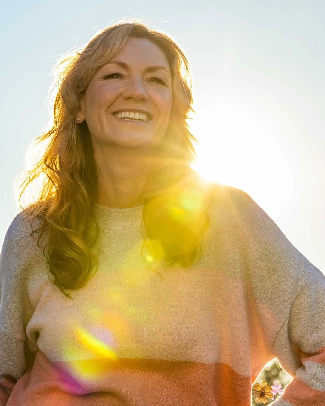 Woman 40+, smiling a and happy, hormones support after 40, type 2 diabetes and pre-diabetes support, blood glucose balance after 40,low energy support, fatigue and poor focus support for women over 40