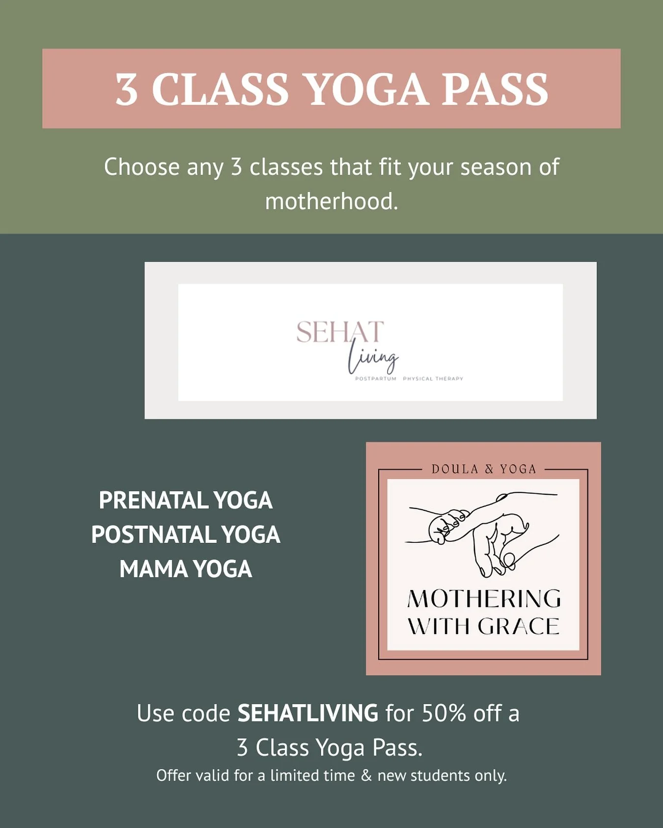 What if your yoga mat became your village?

INTRODUCING: The 3-Class Yoga Pass, designed to help you reconnect with your body, your breath, and other moms who get it.

Choose any 3 classes that fit your season:
 &mdash; Prenatal Flow Yoga
 &mdash; Po