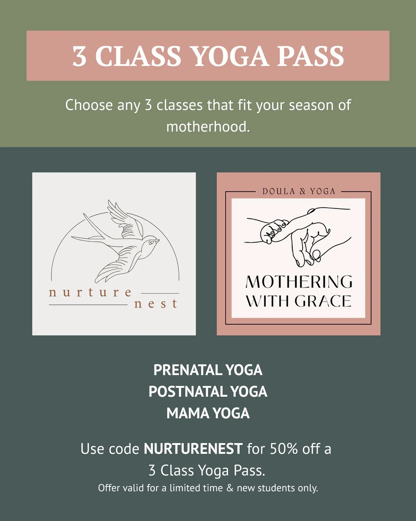 What if your yoga mat became your village?

INTRODUCING: The 3-Class Yoga Pass, designed to help you reconnect with your body, your breath, and other moms who get it.

Choose any 3 classes that fit your season:
 &mdash; Prenatal Flow Yoga
 &mdash; Po