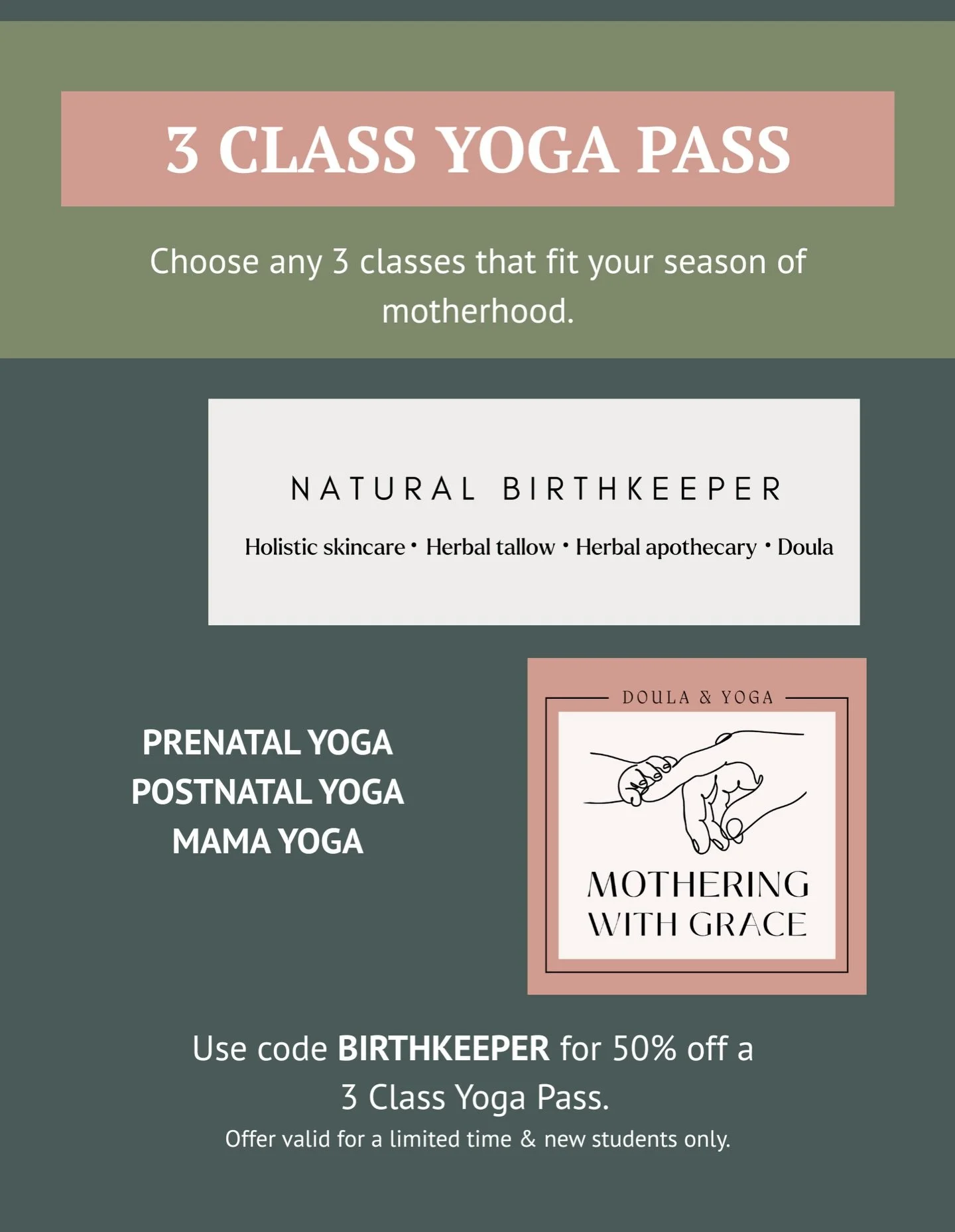 What if your yoga mat became your village?

INTRODUCING: The 3-Class Yoga Pass, designed to help you reconnect with your body, your breath, and other moms who get it.

Choose any 3 classes that fit your season:
 &mdash; Prenatal Flow Yoga
 &mdash; Po