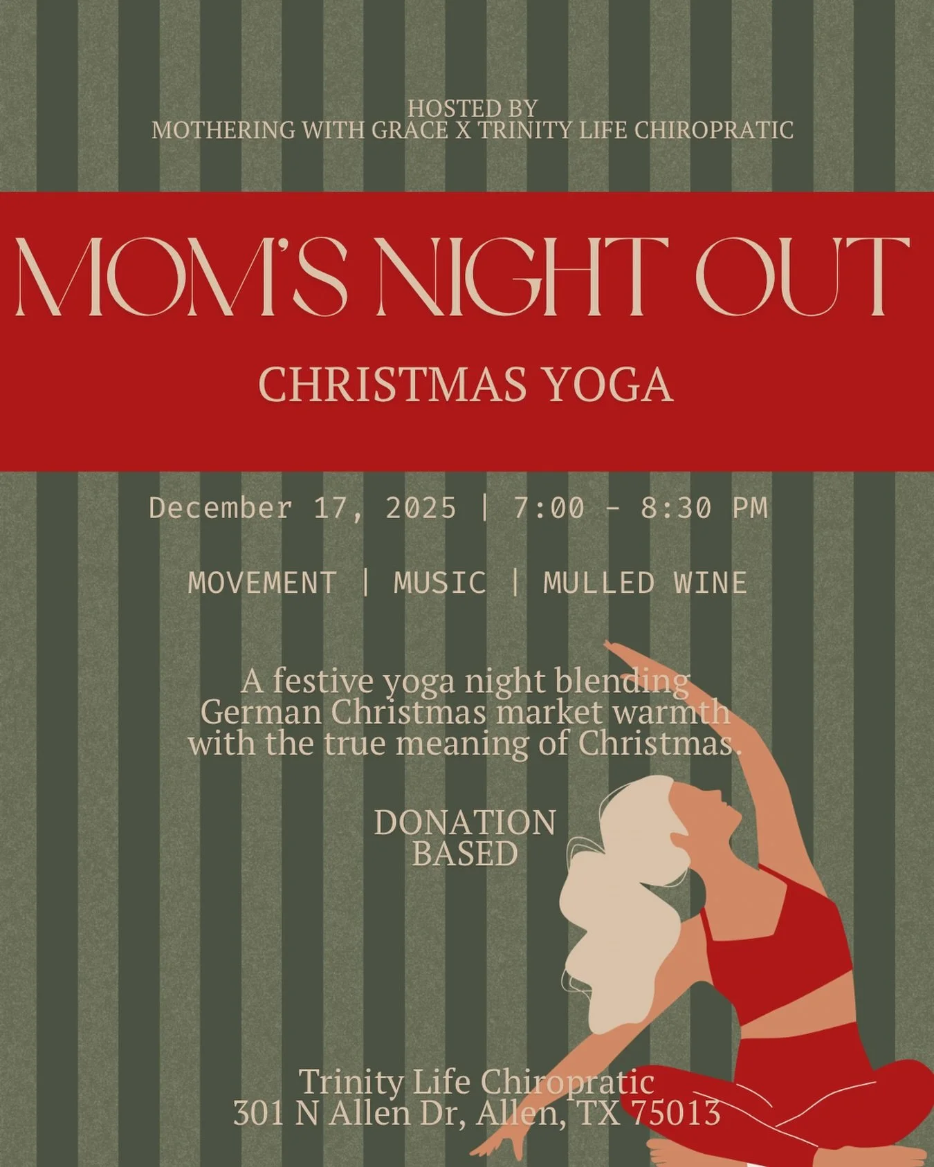 Moms Night Out Yoga: German Christmas Market Meets Happy Birthday, Jesus ✨🎄

A Cozy, Christmas Yoga Experience for Moms

This season can feel magical&hellip; and overwhelming.
So here&rsquo;s your invitation to step out of the hustle and into peace.