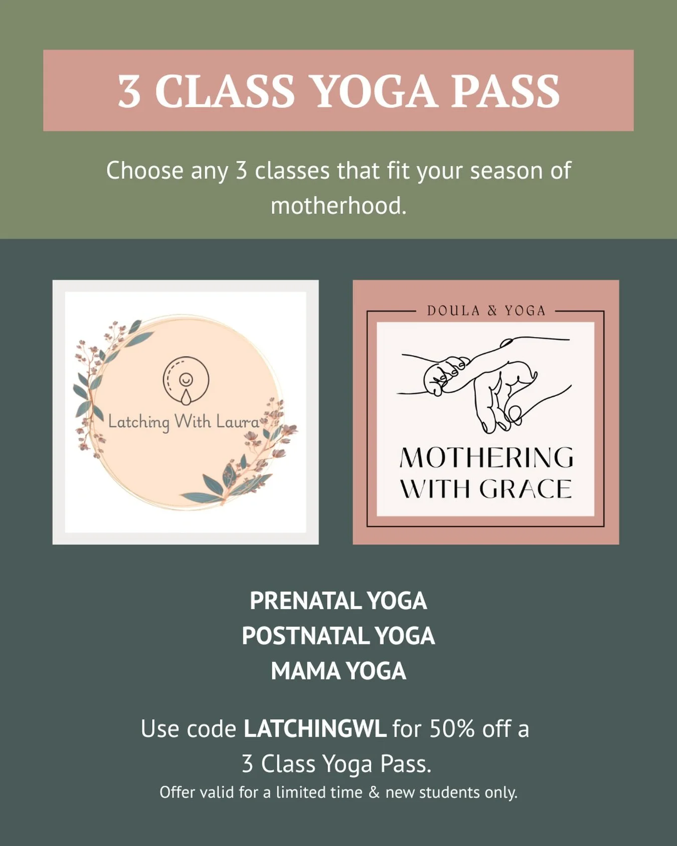 What if your yoga mat became your village?

INTRODUCING: The 3-Class Yoga Pass, designed to help you reconnect with your body, your breath, and other moms who get it.

Choose any 3 classes that fit your season:
 &mdash; Prenatal Flow Yoga
 &mdash; Po