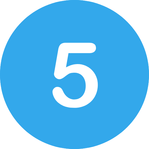 Number 5 on blue circle background