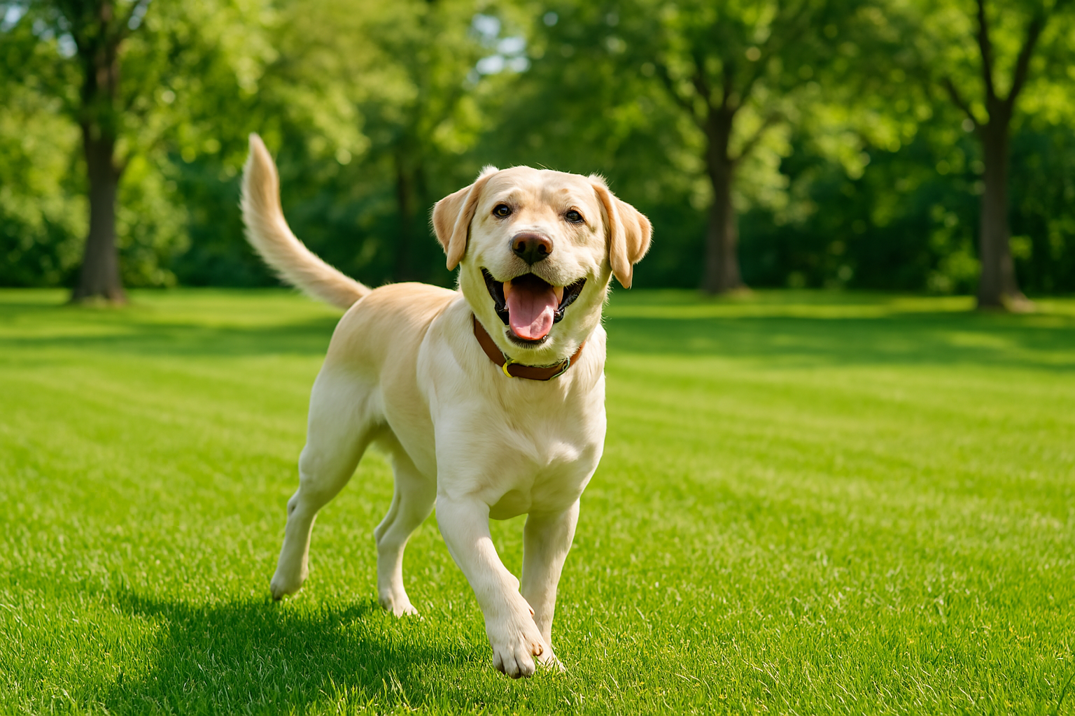 happy dog in clean yard after ScoopScape's pet waste removal service in Hilliard, Ohio.
