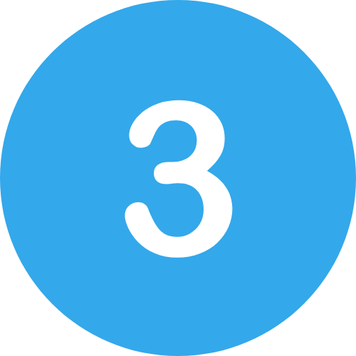 White number 3 on a blue circle background