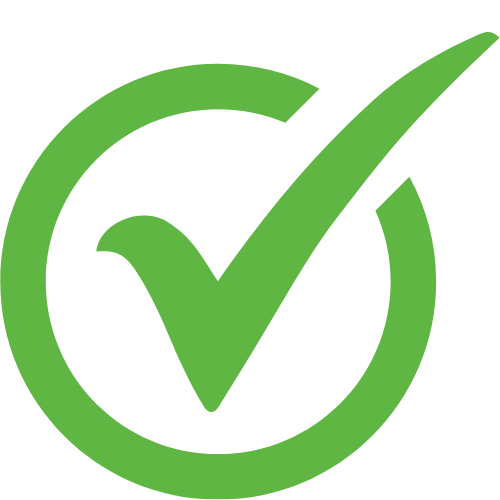 Green check mark in a circle