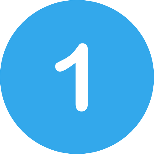 White number 1 inside a blue circle icon.