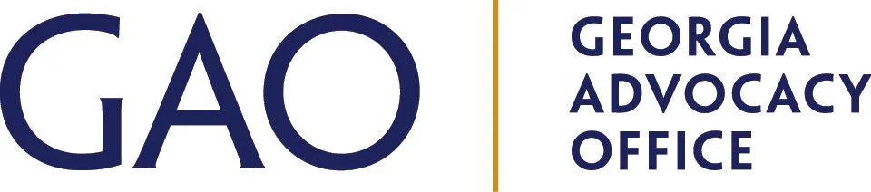 Logo of GAO Georgia Advocacy Office with the text 'GAO' and 'Georgia Advocacy Office' in navy blue, separated by a thin gold line.