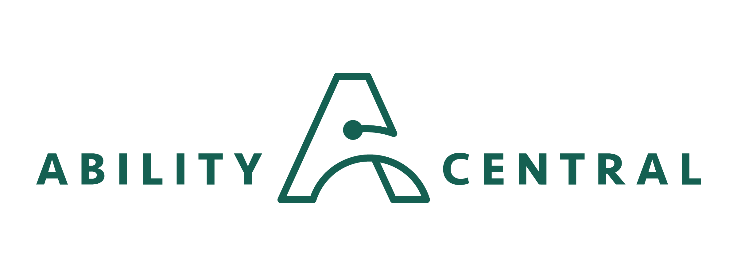 Logo of Ability Central featuring the letter 'A' formed with geometric lines and a small circle, with the words 'ABILITY CENTRAL' in teal-colored capital letters.