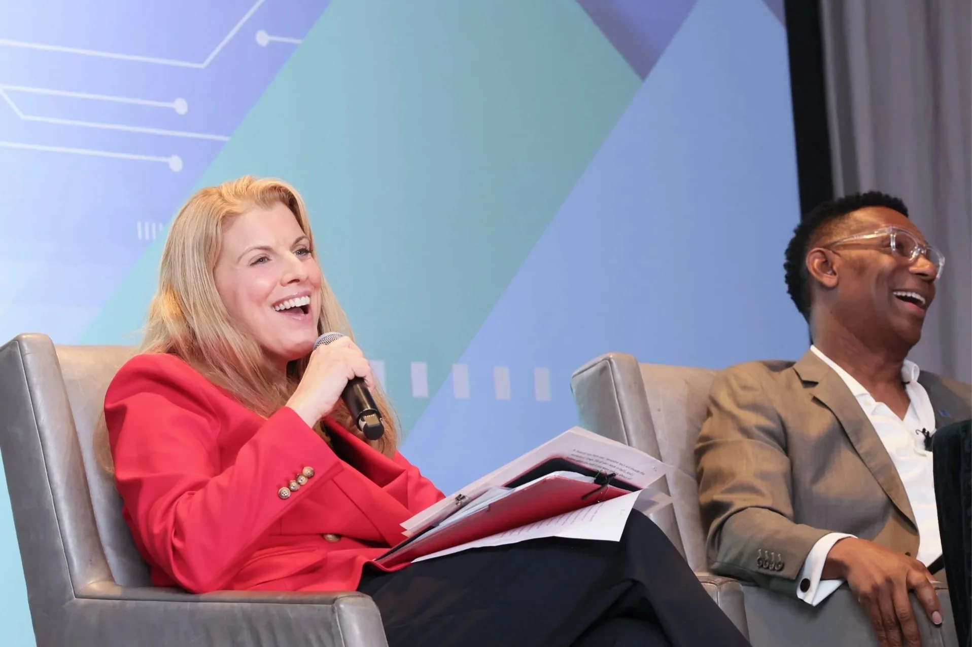 Regina Kline, Founder of SmartJob and Enable Ventures, and Jonny C. Taylor, CEO of SHRM on stage at the 2025 DIF