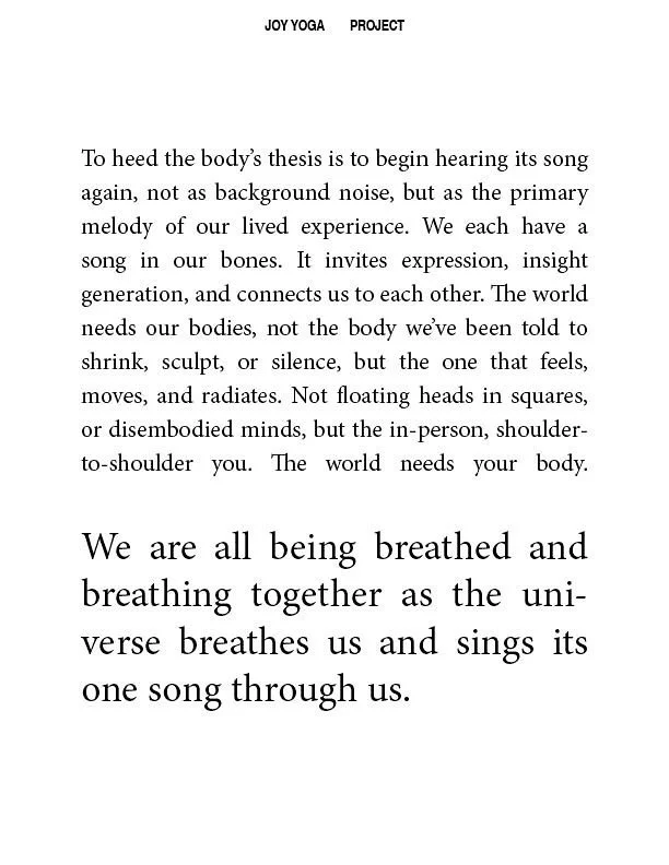 An excerpt from Song in Our Bones 🎻
Coming soon! Preorders are open! ❤️
A guide to understanding and changing mindbody patterns @katonahyogacenter 🙏🏼🙏🏼🙏🏼
#yoga 
#embodimentpractice 
#mindbodyhealth
#katonahyoga