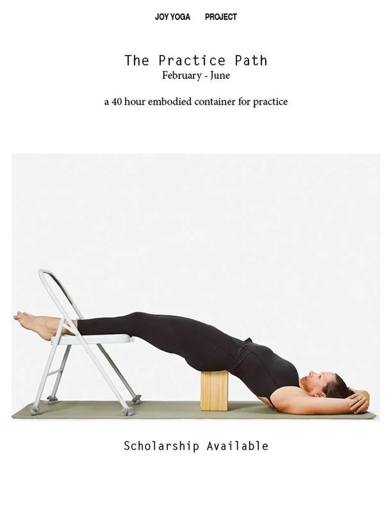 A few special things are taking shape for 2026 at Joy. One of which is the Practice Path. 

It is a 40 hour embodied container that begins and ends with a weekend workshop and in between meets on Mondays at 8am. It is four months long, which will giv
