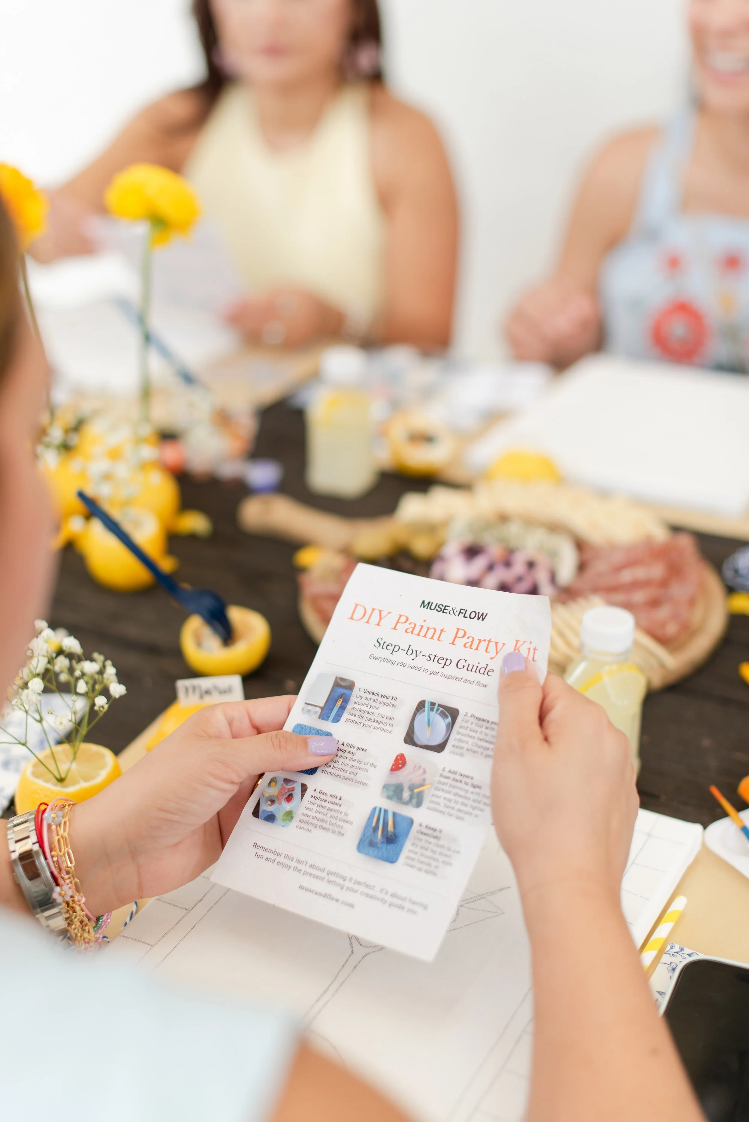 Muse&Flow Miami group personalized paint party kit custom handmade canvas classes best ideas creative activities birthday bachelorette corporate team women gatherings brand activation live artist