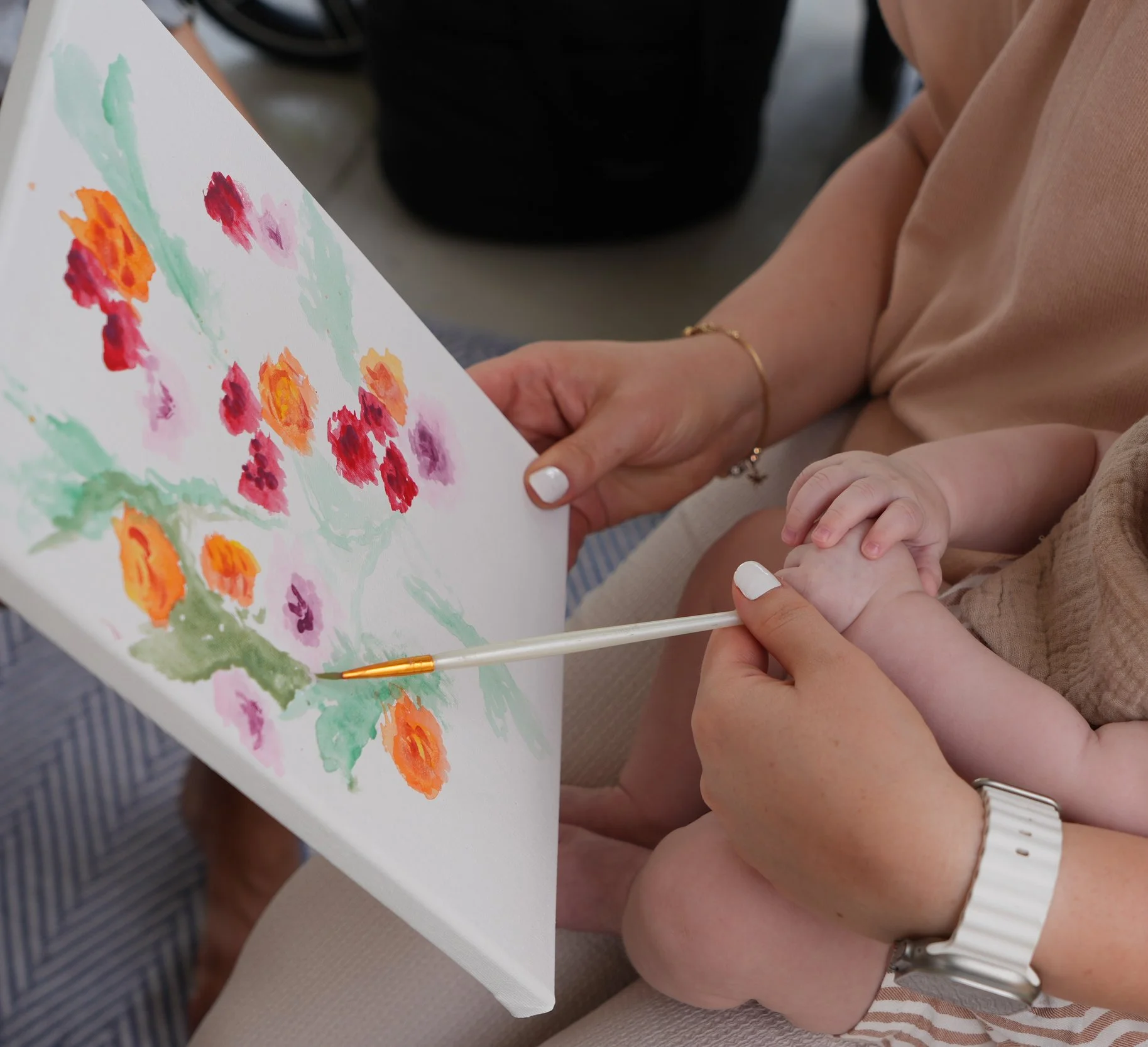 Mother's day watercolor Muse&Flow Miami group personalized paint party kit custom handmade canvas classes best ideas creative activities birthday bachelorette corporate team women gatherings brand activation live artist