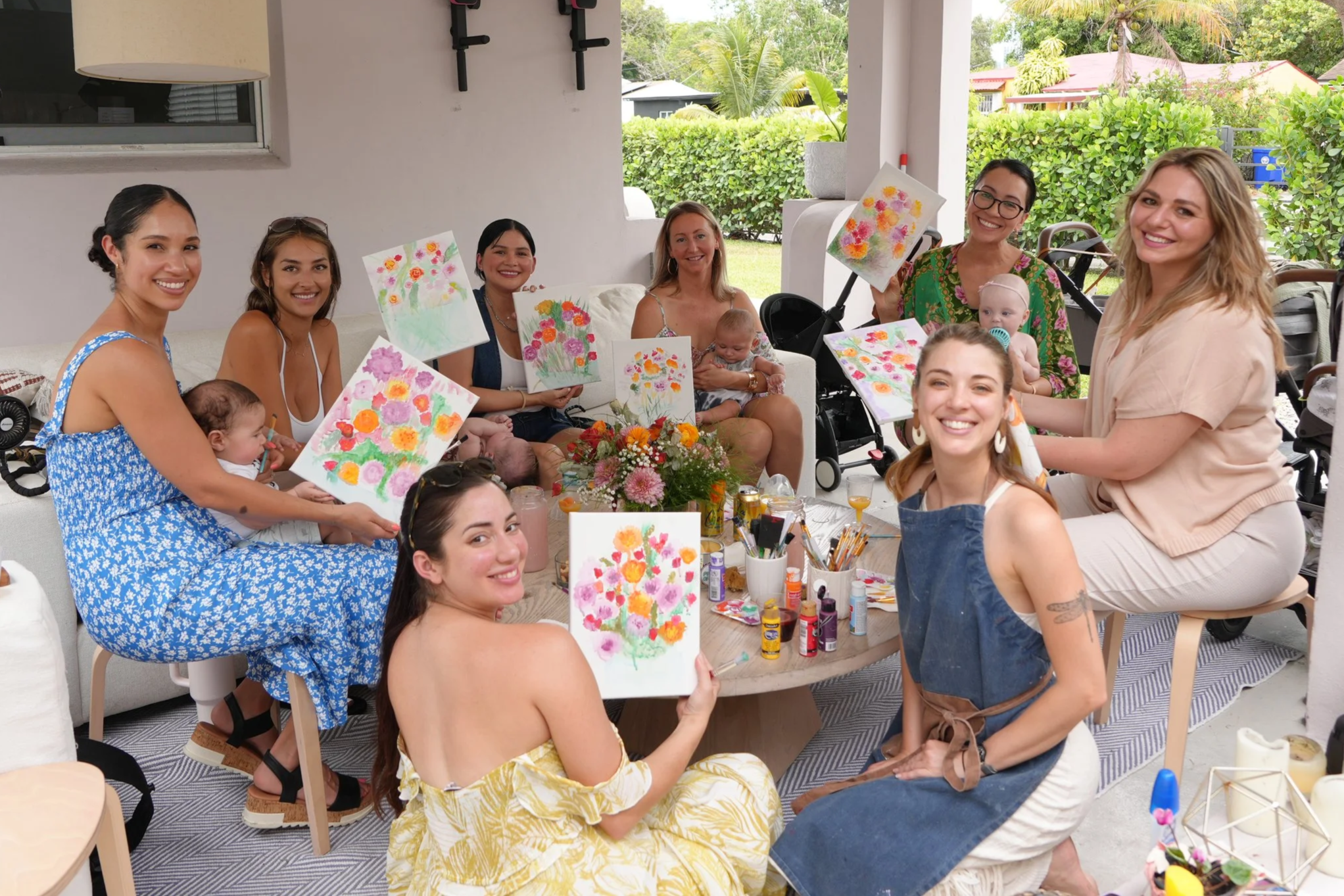 Mother's day watercolor Muse&Flow Miami group personalized paint party kit custom handmade canvas classes best ideas creative activities birthday bachelorette corporate team women gatherings brand activation live artist