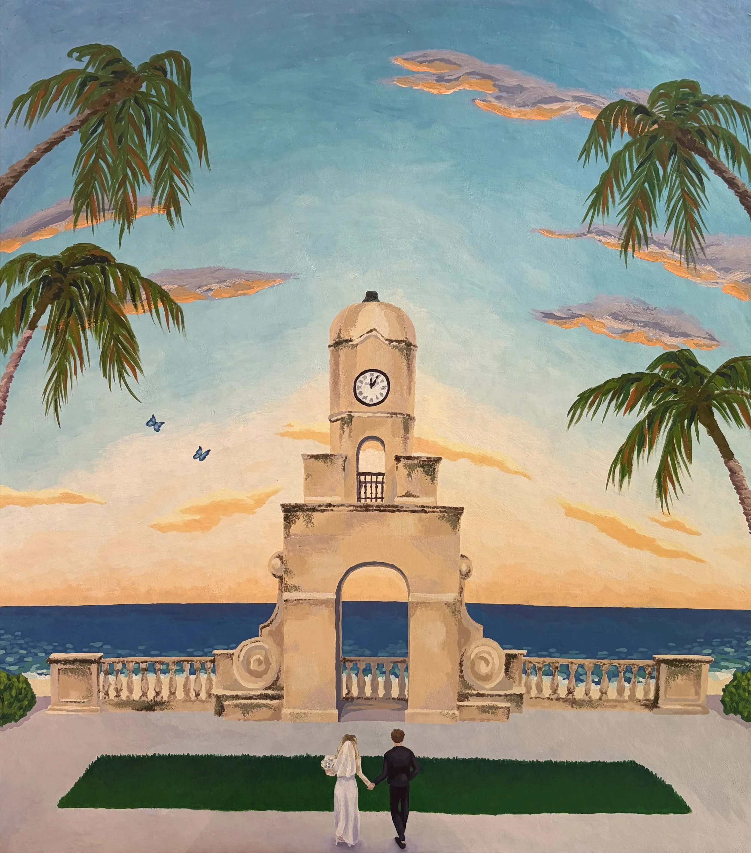 Muse&Flow Miami Art Services Commission Artist Patricia Machin book an artist  Acrylic paint of a couple wedding