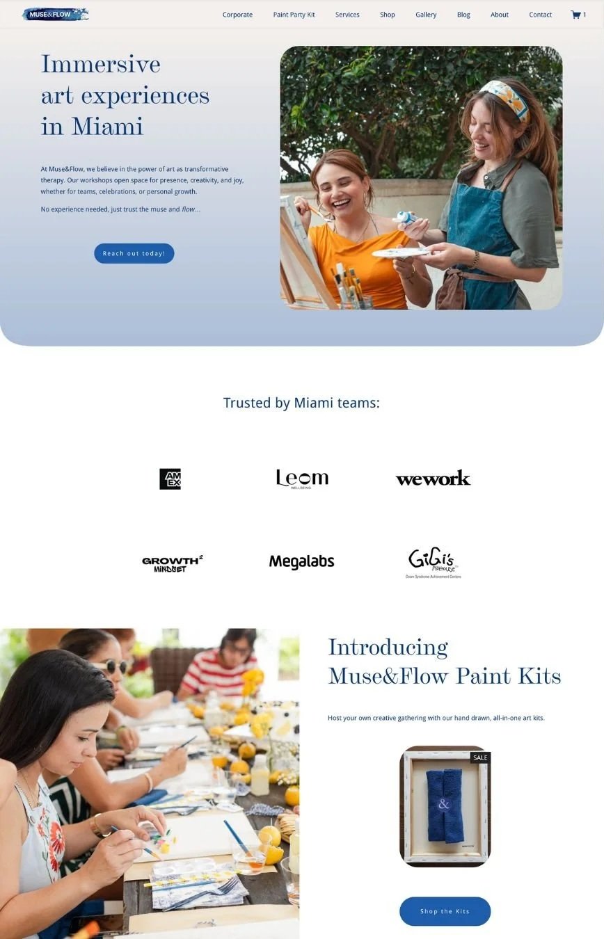 Muse&Flow paint party kit creative art workshops for private events corporate team building Miami Florida