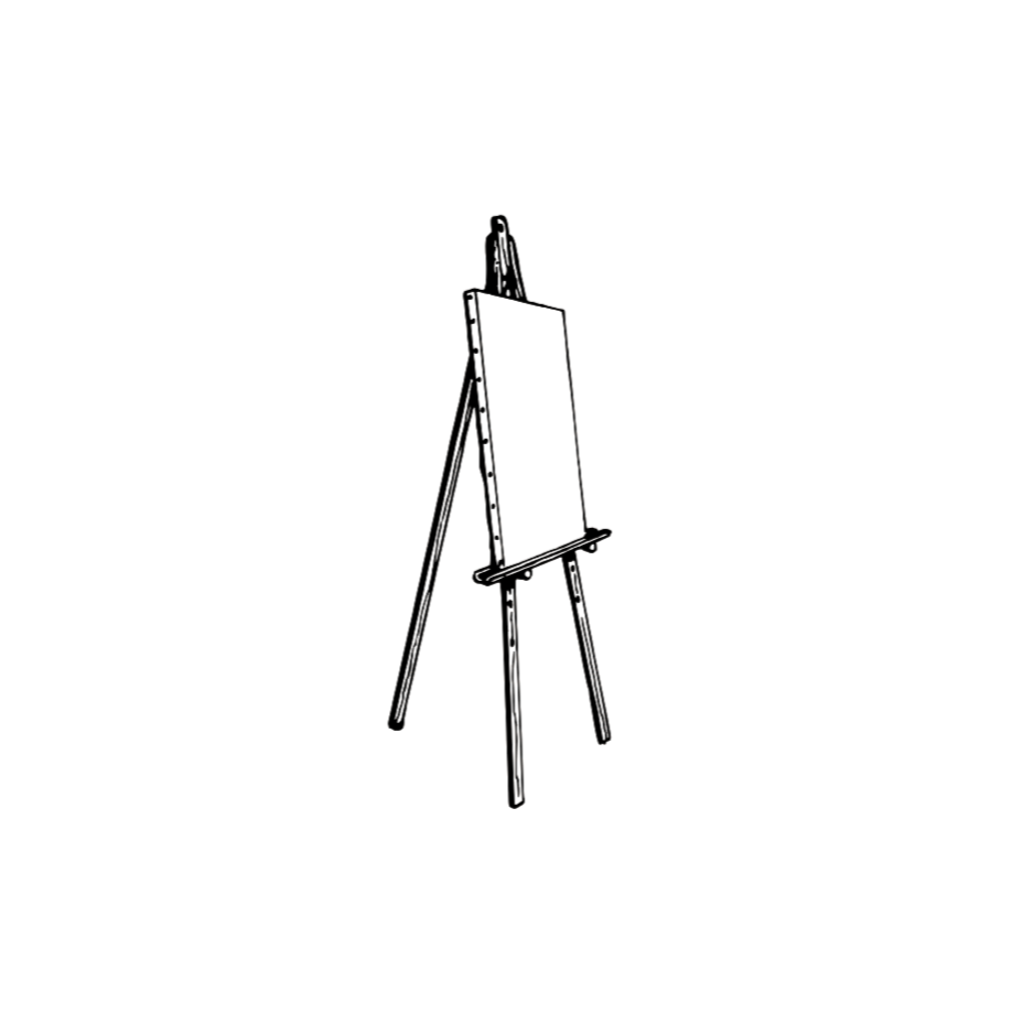 Muse&Flow Miami Art Services Commission Artist Patricia Machin book an artist  A blank white canvas on a wooden easel stand.
