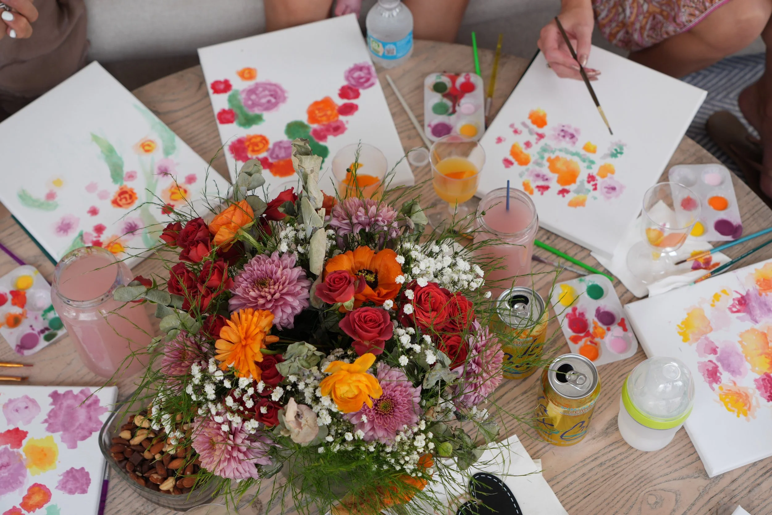 Mother's day watercolor Muse&Flow Miami group personalized paint party kit custom handmade canvas classes best ideas creative activities birthday bachelorette corporate team women gatherings brand activation live artist