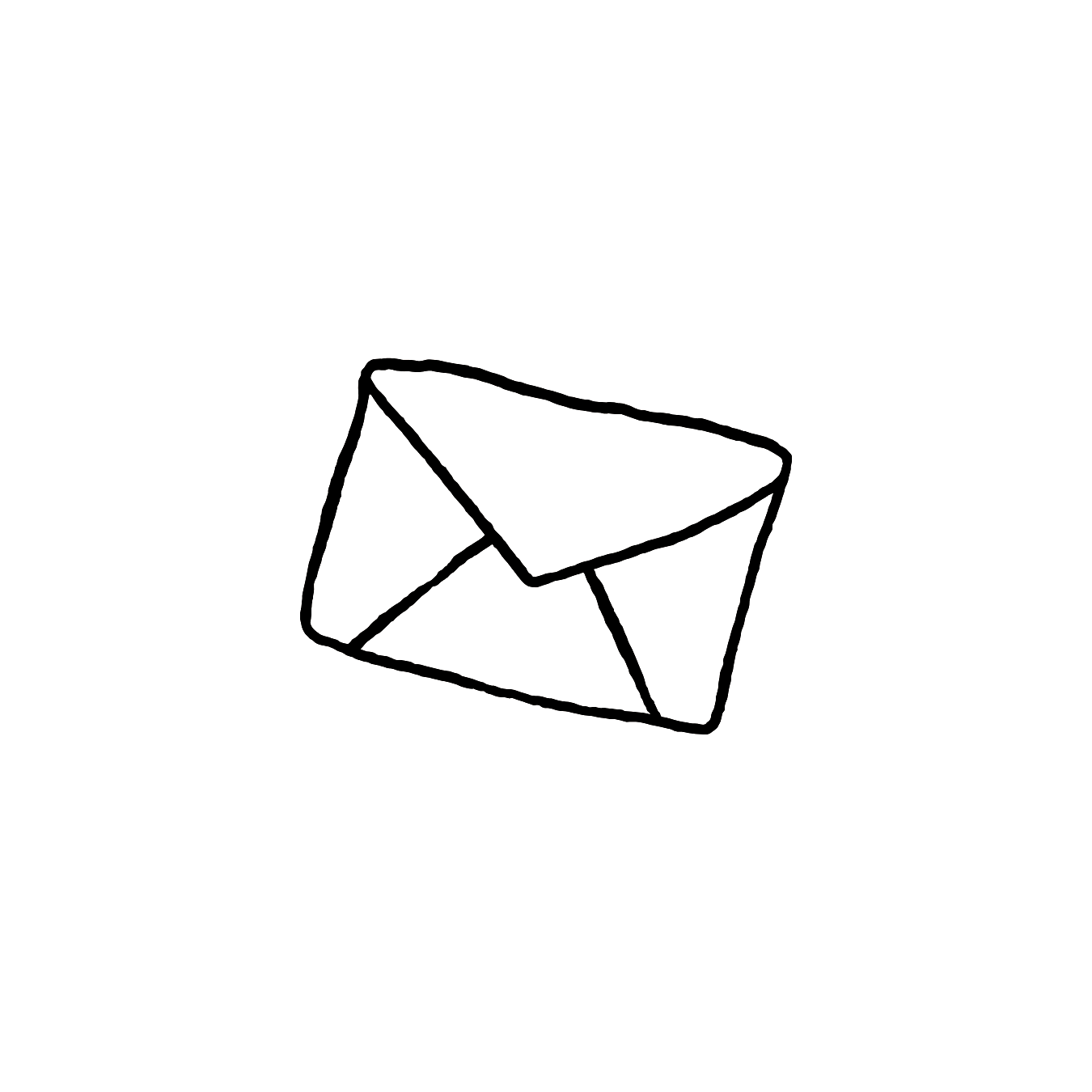 Muse&Flow Miami Art Services Commission Artist Patricia Machin book an artist  Black and white line drawing of an open envelope.