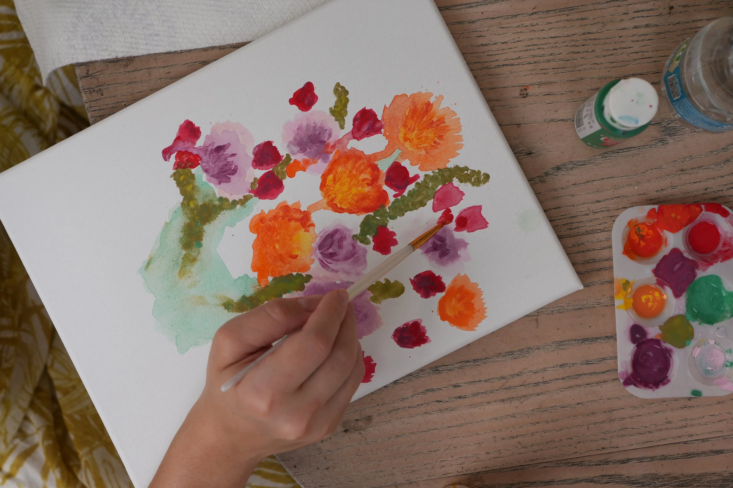 Mother's day watercolor Muse&Flow Miami group personalized paint party kit custom handmade canvas classes best ideas creative activities birthday bachelorette corporate team women gatherings brand activation live artist